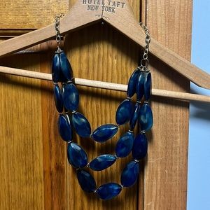 Large Blue Dimensional Beads Necklace